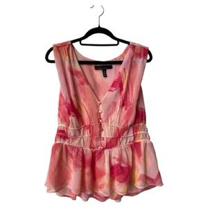 White House Black Market Ruched Waist Sleeveless Peplum Top